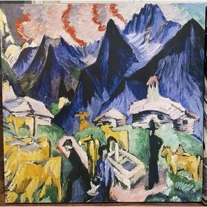 iCANVAS 37" Large Square Stretched Canvas Print Ernst Ludwig Kirchner "Alpleben"